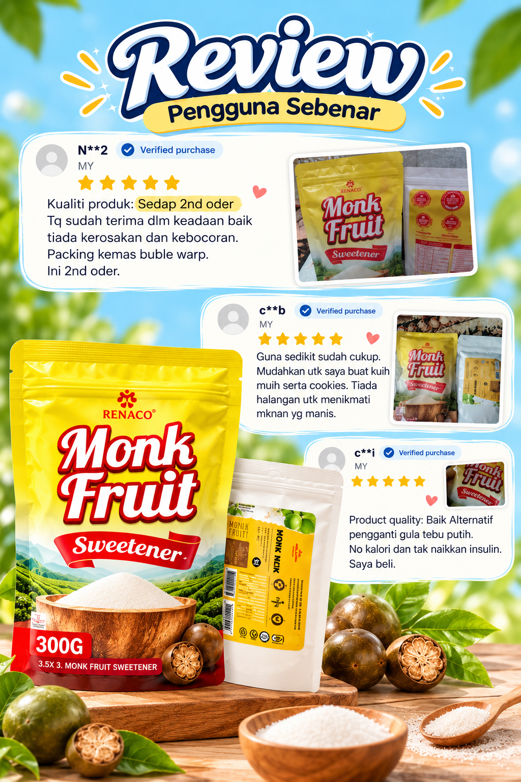 Review pelanggan Monk Fruit